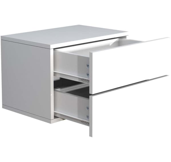 UsalL45 nattbord vegghengt 2 skuffr hvit.