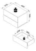 Miniatyrbilde 2 av 5: UsalL45 nattbord vegghengt 2 skuffr hvit.