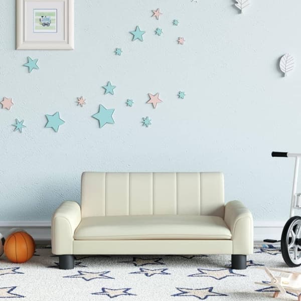 vidaXL sofa til børn 70x45x30 cm kunstlæder cremefarvet