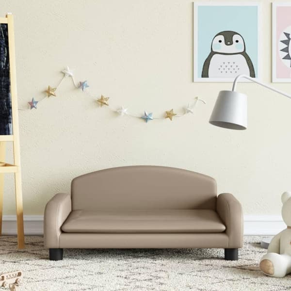 vidaXL sofa til børn 70x45x30 cm kunstlæder cappuccinofarvet