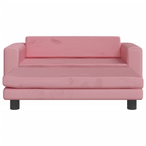 vidaXL børnesofa med fodskammel 100x50x30 cm fløjl lyserød
