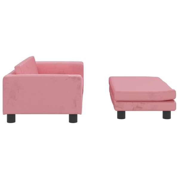 vidaXL børnesofa med fodskammel 100x50x30 cm fløjl lyserød