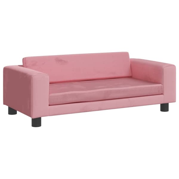 vidaXL børnesofa med fodskammel 100x50x30 cm fløjl lyserød