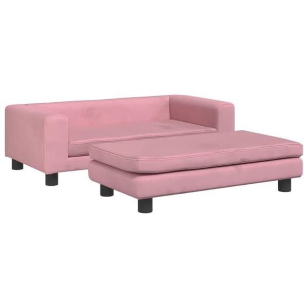 vidaXL børnesofa med fodskammel 100x50x30 cm fløjl lyserød