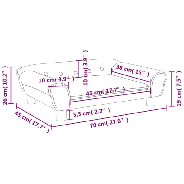 vidaXL sofa til børn 70x45x26 cm velour cremefarvet