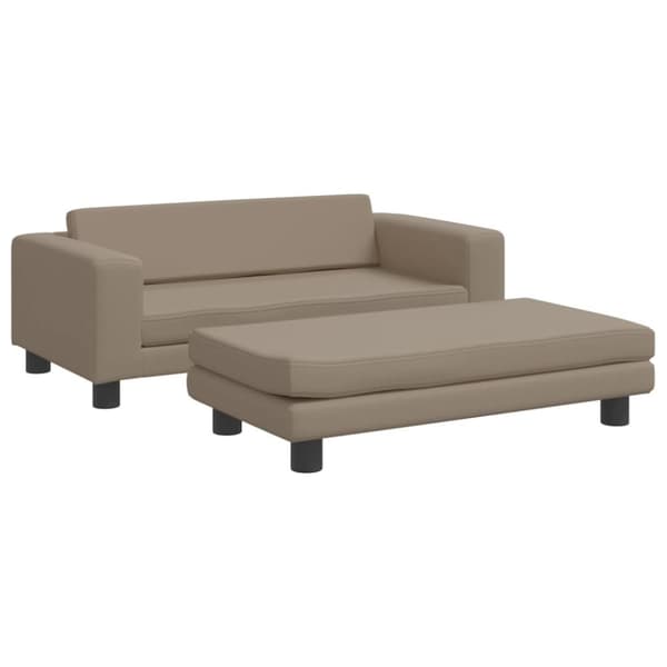 vidaXL Barnsoffa med fotpall cappuccino 100x50x30 cm konstläder
