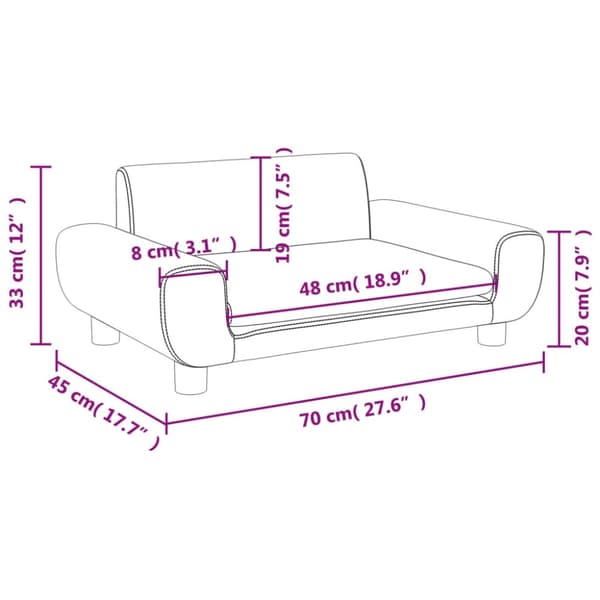 vidaXL sofa til børn 70x45x33 cm velour mørkegrå