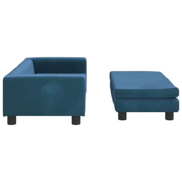 vidaXL børnesofa med fodskammel 100x50x30 cm fløjl blå