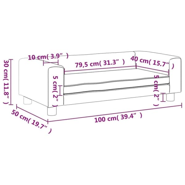 vidaXL Barnsoffa med fotpall blå 100x50x30 cm sammet