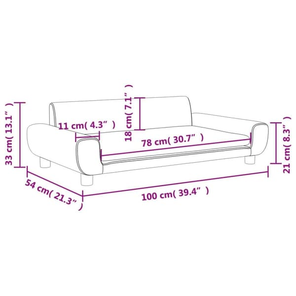 vidaXL Barnsoffa gräddvit 100x54x33 cm sammet