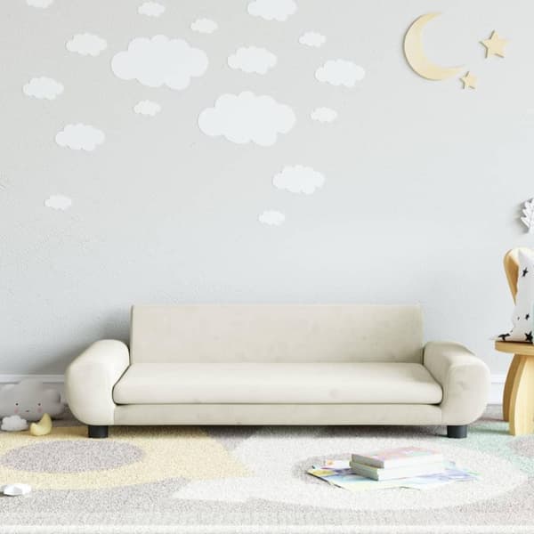vidaXL Barnsoffa gräddvit 100x54x33 cm sammet