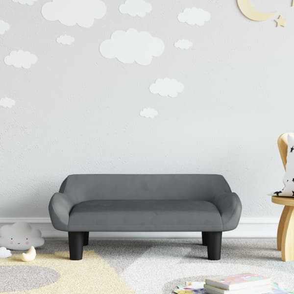 vidaXL sofa til børn 70x40x24 cm velour mørkegrå