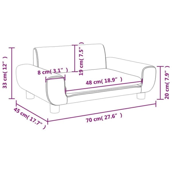 vidaXL sofa til børn 70x45x33 cm velour cremefarvet