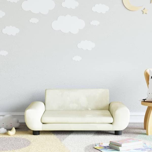 vidaXL sofa til børn 70x45x33 cm velour cremefarvet