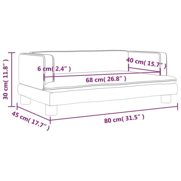 vidaXL Barnsoffa gräddvit 80x45x30 cm sammet
