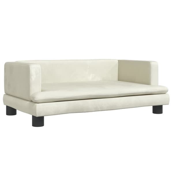 vidaXL Barnsoffa gräddvit 80x45x30 cm sammet