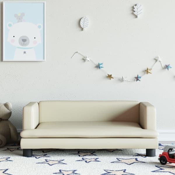 vidaXL Barnsoffa gräddvit 80x45x30 cm konstläder