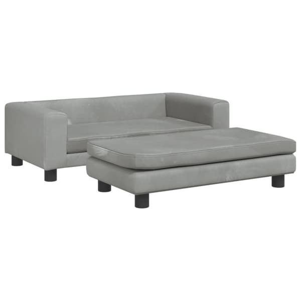 vidaXL børnesofa med fodskammel 100x50x30 cm fløjl lysegrå