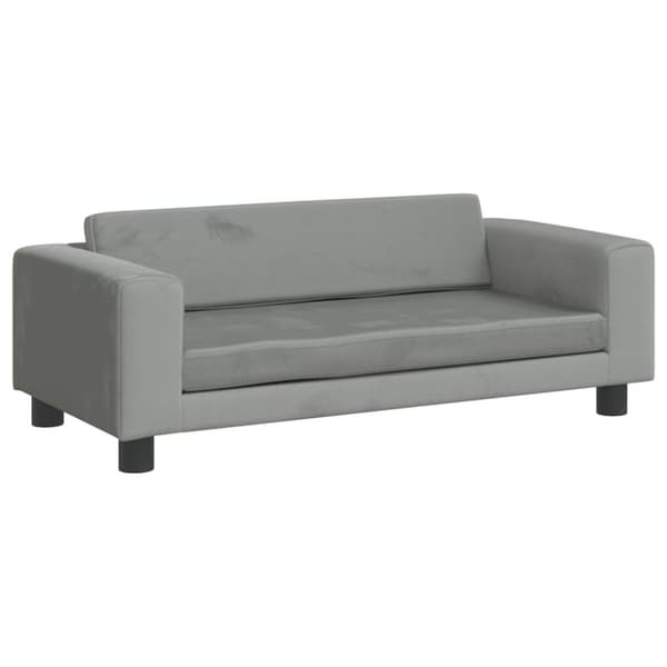 vidaXL Barnsoffa med fotpall ljusgrå 100x50x30 cm sammet