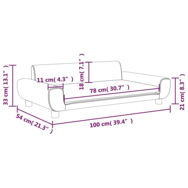 vidaXL Barnsoffa blå 100x54x33 cm sammet