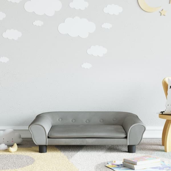 vidaXL sofa til børn 70x45x26 cm velour lysegrå
