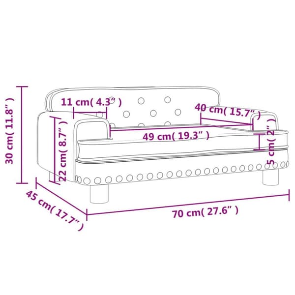 vidaXL sofa til børn 70x45x30 cm fløjl brun