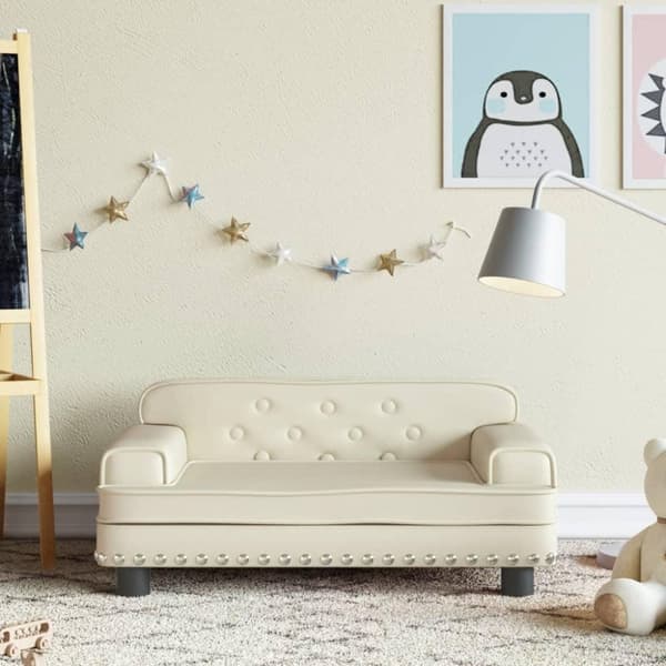 vidaXL sofa til børn 70x45x30 cm kunstlæder cremefarvet