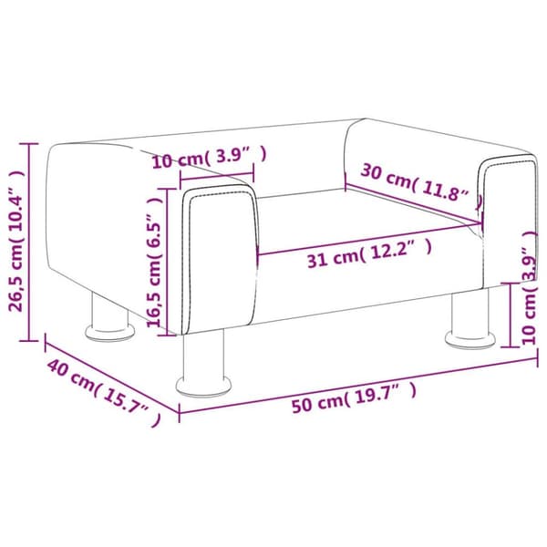 vidaXL Barnsoffa rosa 50x40x26,5 cm sammet