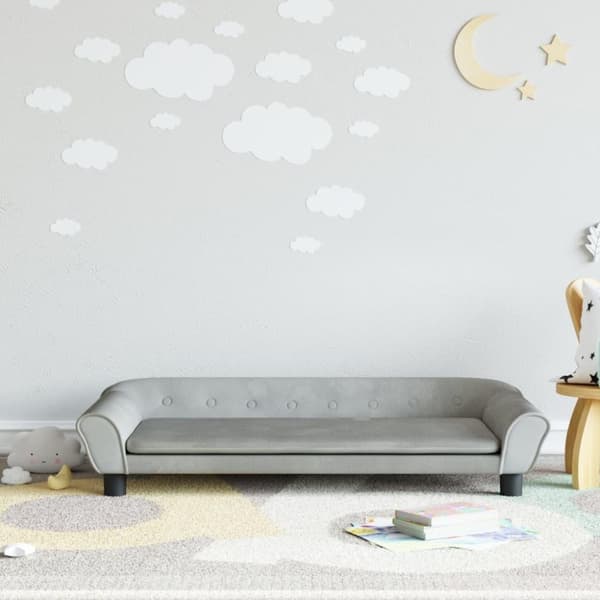 vidaXL sofa til børn 100x50x26 cm velour lysegrå