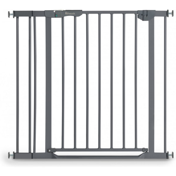 Hauck Clear Step Autoclose 2 -säkerhetsgrind, 75 - 80 cm, grå + 9 cm förlängningsdel