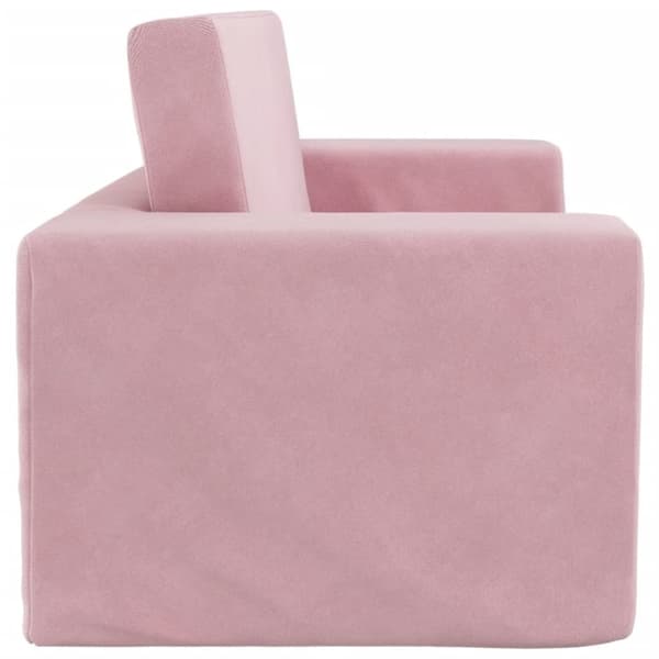 vidaXL Bäddsoffa för barn 2-sits rosa mjuk plysch