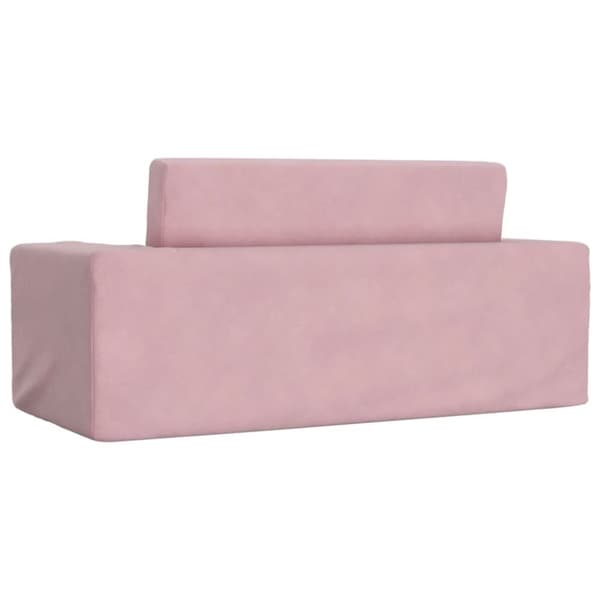 vidaXL Bäddsoffa för barn 2-sits rosa mjuk plysch