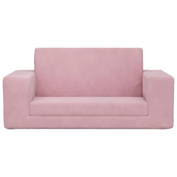 vidaXL Bäddsoffa för barn 2-sits rosa mjuk plysch