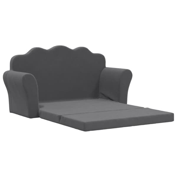 vidaXL Bäddsoffa för barn 2-sits antracit mjuk plysch