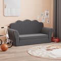 Miniatyrbild 1 av 9: vidaXL Bäddsoffa för barn 2-sits antracit mjuk plysch