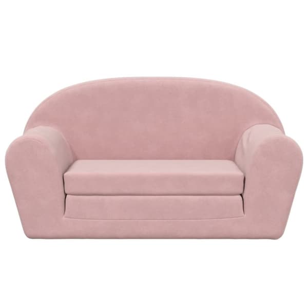 vidaXL Bäddsoffa för barn 2-sits rosa mjuk plysch