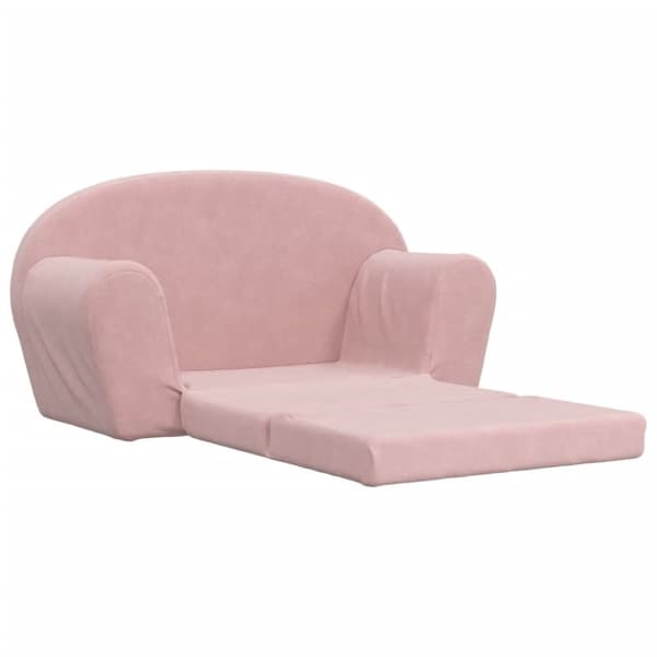 vidaXL Bäddsoffa för barn 2-sits rosa mjuk plysch
