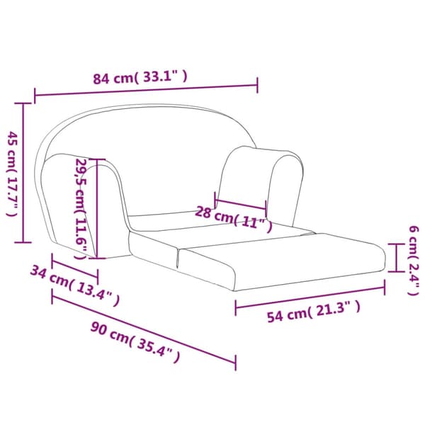 vidaXL Bäddsoffa för barn 2-sits rosa mjuk plysch