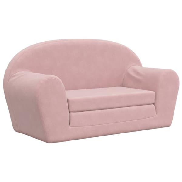 vidaXL Bäddsoffa för barn 2-sits rosa mjuk plysch