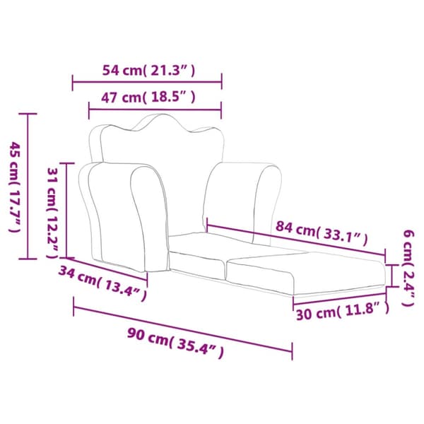 vidaXL Bäddsoffa för barn rosa mjuk plysch