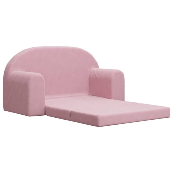 vidaXL Bäddsoffa för barn 2-sits rosa mjuk plysch