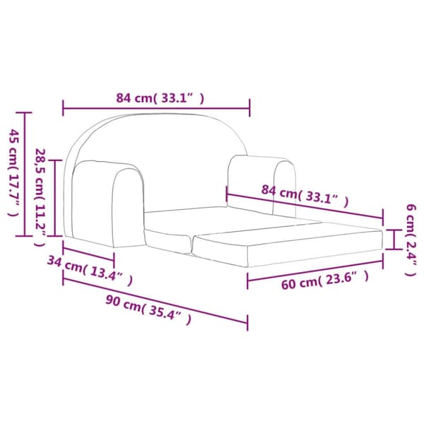 vidaXL Bäddsoffa för barn 2-sits rosa mjuk plysch