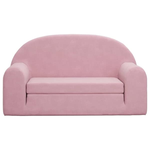 vidaXL Bäddsoffa för barn 2-sits rosa mjuk plysch
