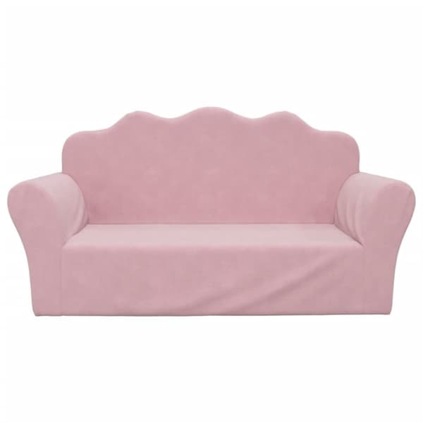 vidaXL Barnsoffa 2-sits rosa mjuk plysch