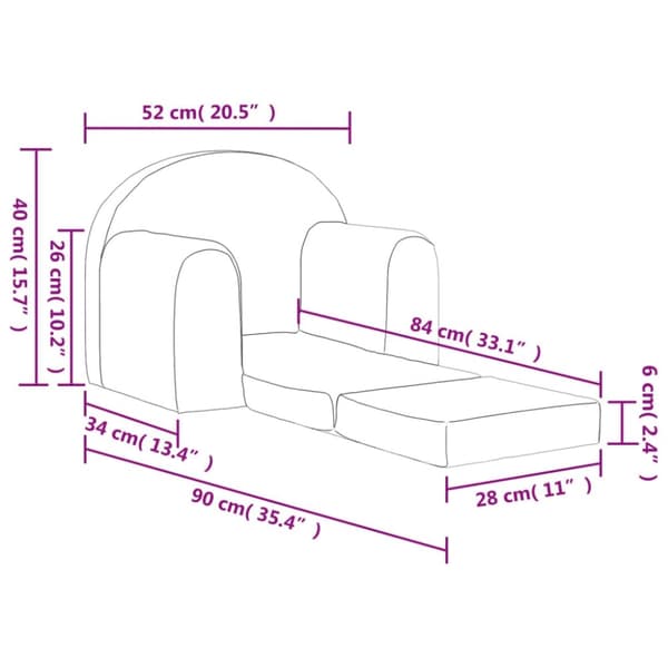 vidaXL sovesofa til børn blødt plys med stjerner lysegrå