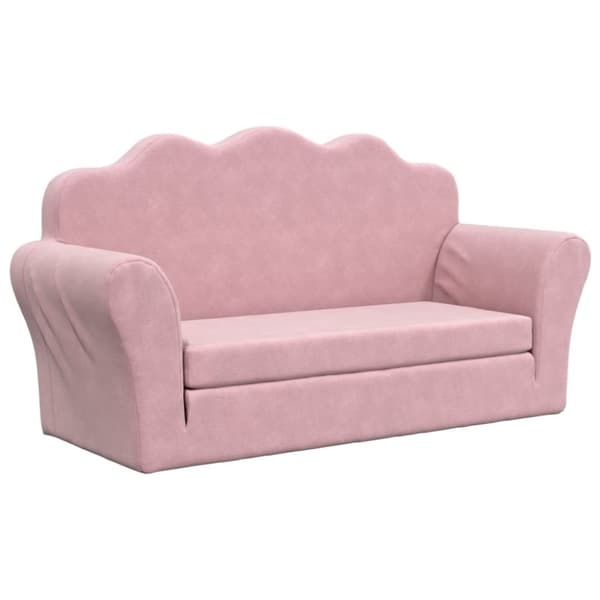 vidaXL Bäddsoffa för barn 2-sits rosa mjuk plysch