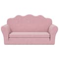 Miniatyrbild 3 av 9: Bäddsoffa för barn 2-sits rosa mjuk plysch