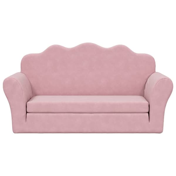 Bäddsoffa för barn 2-sits rosa mjuk plysch