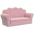 Miniatyrbild 2 av 9: Bäddsoffa för barn 2-sits rosa mjuk plysch