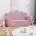 Miniatyrbild 1 av 9: Bäddsoffa för barn 2-sits rosa mjuk plysch